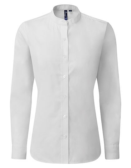 Premier Workwear - Women´s Banded Collar Grandad Shirt - White